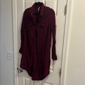 Free People Deep Red Shirt Dress